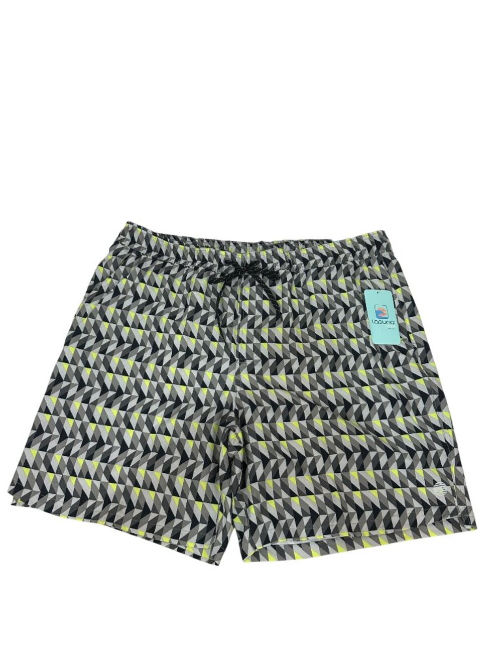 Laguna Swim Mens Swim Shorts 2XL 7" Inseam Quick Dry Charcoal Geometric Comfort